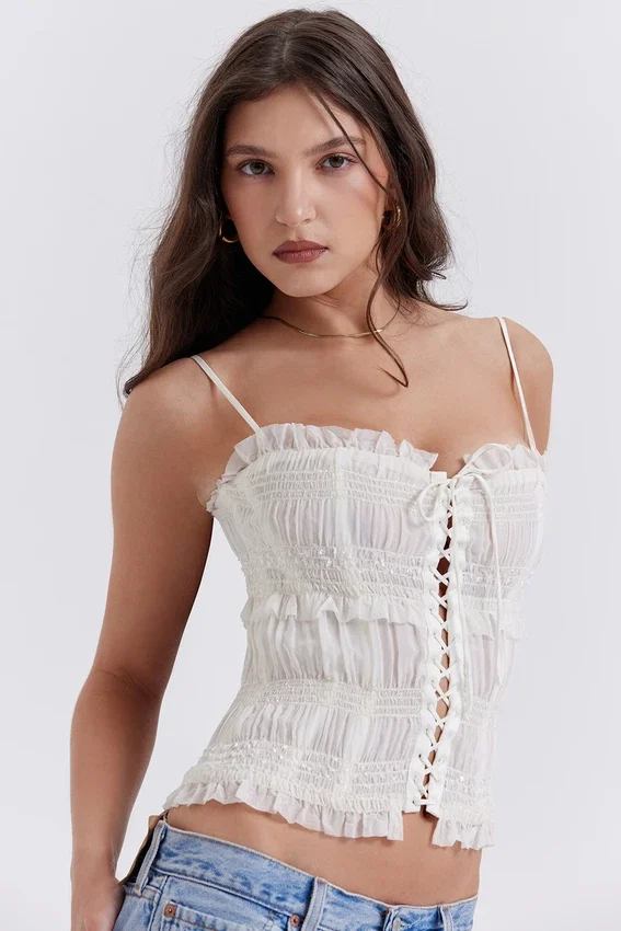 Lula Ivory Sequin Pleat Corset Lula Ivory Sequin Pleat Corset