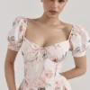 Lulabell Peach Floral Cotton Puff Sleeve Midi Dress Lulabell Peach Floral Cotton Puff Sleeve Midi Dress