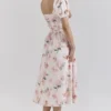 Lulabell Peach Floral Cotton Puff Sleeve Midi Dress Lulabell Peach Floral Cotton Puff Sleeve Midi Dress