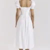 Lulabell White Stretch Cotton Puff Sleeve Midi Dress Lulabell White Stretch Cotton Puff Sleeve Midi Dress