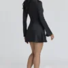 Lulu Black Satin Long Sleeve Mini Dress Lulu Black Satin Long Sleeve Mini Dress