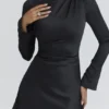 Lulu Black Satin Long Sleeve Mini Dress Lulu Black Satin Long Sleeve Mini Dress