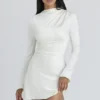 Lulu Ivory Satin Flute Sleeve Mini Dress Lulu Ivory Satin Flute Sleeve Mini Dress