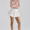 Lumi White Cotton Flared Mini Shorts