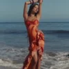 Lumira Sunset Swirl Print Ruffle Cut Out Maxi Dress Lumira Sunset Swirl Print Ruffle Cut Out Maxi Dress