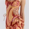 Lumira Sunset Swirl Print Ruffle Cut Out Maxi Dress Lumira Sunset Swirl Print Ruffle Cut Out Maxi Dress