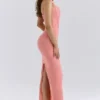 Lusilla Coral Stretch Mesh Halter Neck Midi Dress Lusilla Coral Stretch Mesh Halter Neck Midi Dress