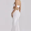 Lyra White Cotton V Back Draped Maxi Skirt Lyra White Cotton V Back Draped Maxi Skirt