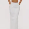 Lyra White Cotton V Back Draped Maxi Skirt Lyra White Cotton V Back Draped Maxi Skirt