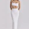 Lyra White Cotton V Back Draped Maxi Skirt Lyra White Cotton V Back Draped Maxi Skirt