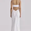 Lyra White Cotton V Back Draped Maxi Skirt Lyra White Cotton V Back Draped Maxi Skirt