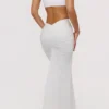 Lyra White Cotton V Back Draped Maxi Skirt Lyra White Cotton V Back Draped Maxi Skirt