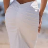 Lyra White Cotton V Back Draped Maxi Skirt Lyra White Cotton V Back Draped Maxi Skirt