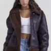Madden Brown Vegan Shearling Aviator Jacket