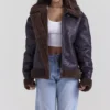 Madden Brown Vegan Shearling Aviator Jacket