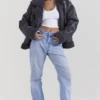 Madden Grey Vegan Shearling Aviator Jacket