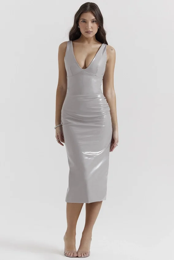 Madeleine Violet Ice Vinyl Midi Dress Madeleine Violet Ice Vinyl Midi Dress