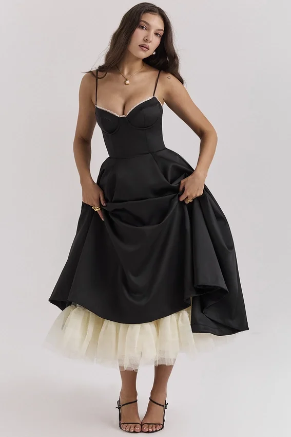 Mademoiselle Black Tulle Midi Dress Mademoiselle Black Tulle Midi Dress