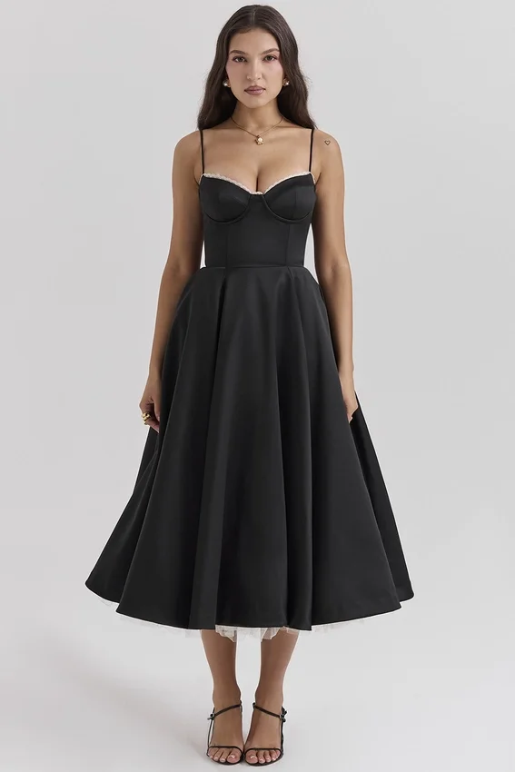 Mademoiselle Black Tulle Midi Dress Mademoiselle Black Tulle Midi Dress