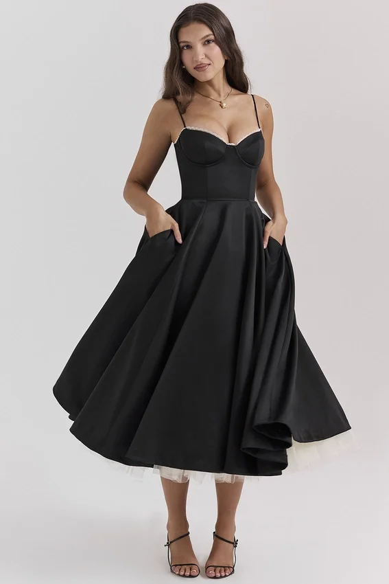 Mademoiselle Black Tulle Midi Dress Mademoiselle Black Tulle Midi Dress