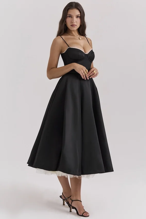 Mademoiselle Black Tulle Midi Dress Mademoiselle Black Tulle Midi Dress