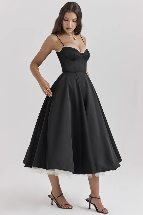 Mademoiselle Black Tulle Midi Dress Mademoiselle Black Tulle Midi Dress