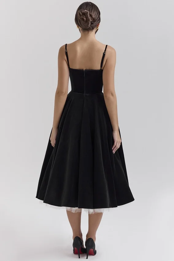 Mademoiselle Black Velvet Tulle Midi Dress + Bolero Mademoiselle Black Velvet Tulle Midi Dress + Bolero