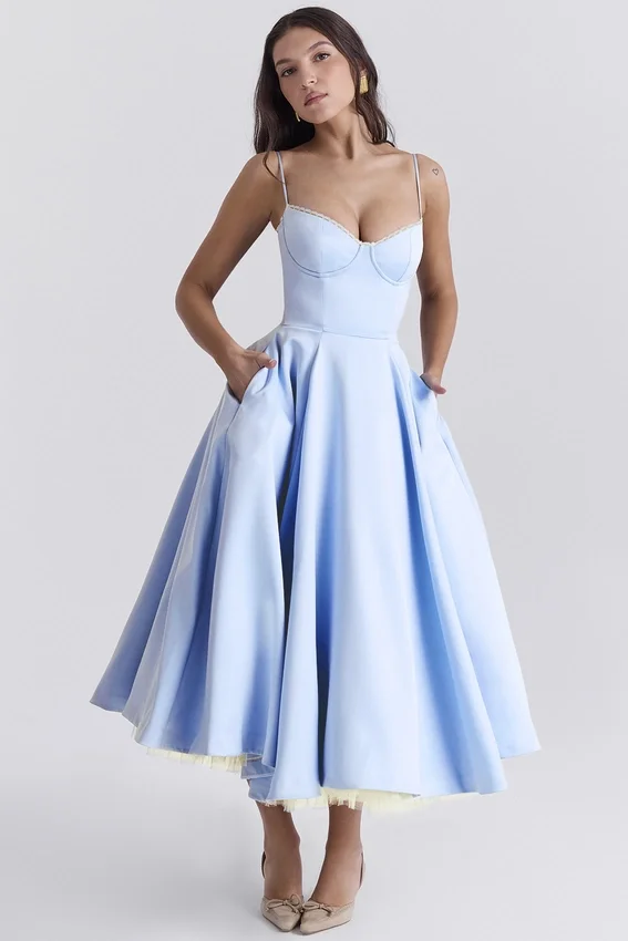 Mademoiselle Cinderella Blue Tulle Midi Dress Mademoiselle Cinderella Blue Tulle Midi Dress