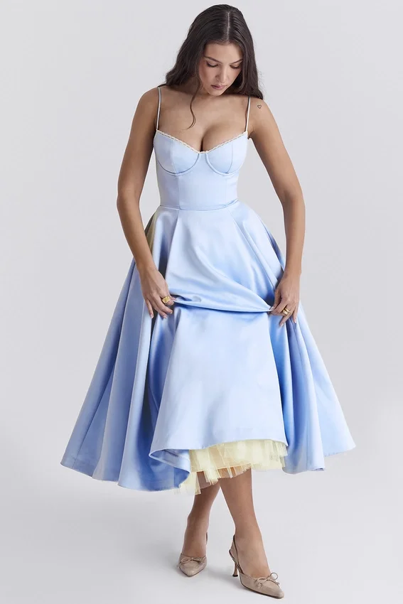 Mademoiselle Cinderella Blue Tulle Midi Dress Mademoiselle Cinderella Blue Tulle Midi Dress