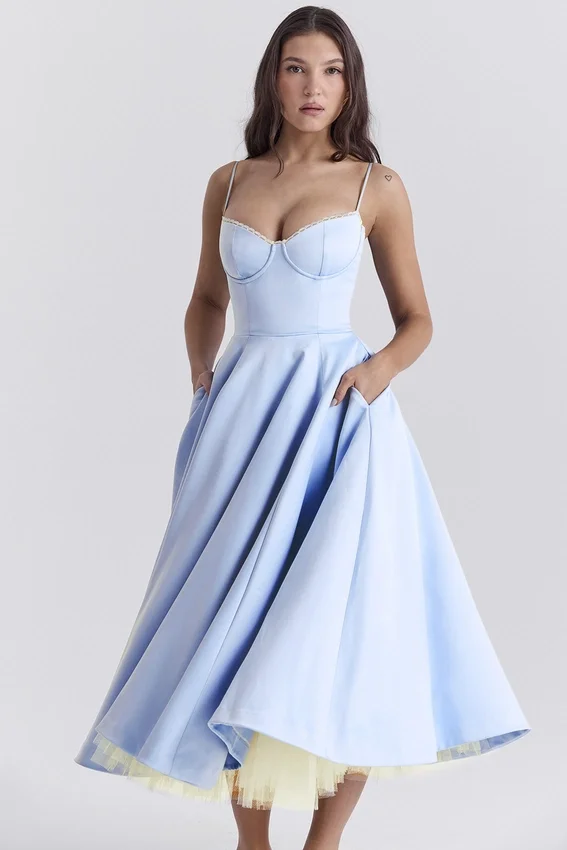 Mademoiselle Cinderella Blue Tulle Midi Dress Mademoiselle Cinderella Blue Tulle Midi Dress