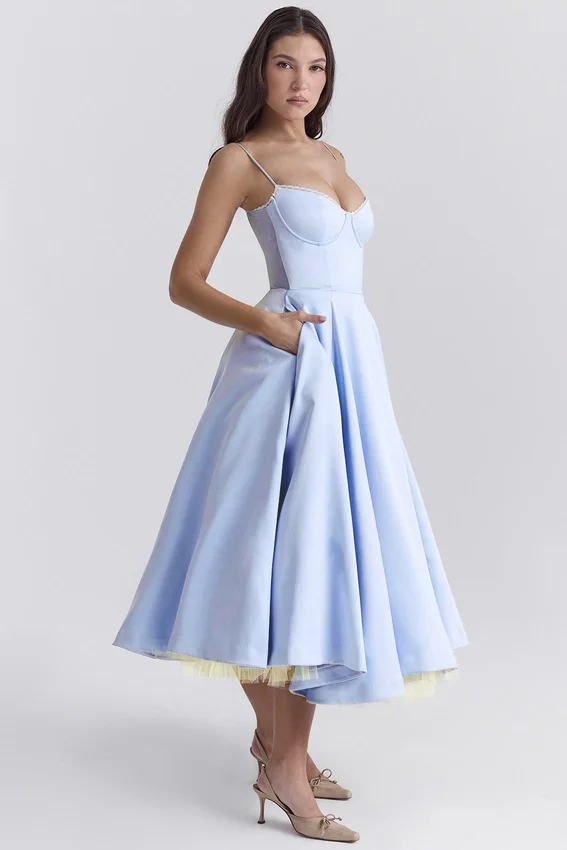 Mademoiselle Cinderella Blue Tulle Midi Dress Mademoiselle Cinderella Blue Tulle Midi Dress