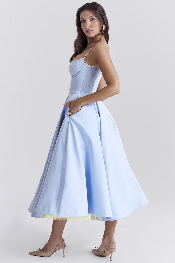 Mademoiselle Cinderella Blue Tulle Midi Dress Mademoiselle Cinderella Blue Tulle Midi Dress
