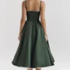 Mademoiselle Forest Green Satin Tulle Midi Dress Mademoiselle Forest Green Satin Tulle Midi Dress