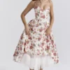 Mademoiselle Italian Rose Print Tulle Midi Dress Mademoiselle Italian Rose Print Tulle Midi Dress