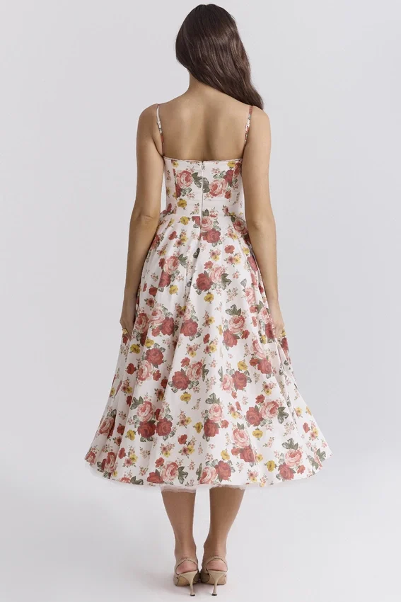 Mademoiselle Italian Rose Print Tulle Midi Dress Mademoiselle Italian Rose Print Tulle Midi Dress