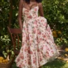 Mademoiselle Italian Rose Print Tulle Midi Dress Mademoiselle Italian Rose Print Tulle Midi Dress