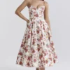 Mademoiselle Italian Rose Print Tulle Midi Dress Mademoiselle Italian Rose Print Tulle Midi Dress