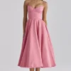 Mademoiselle Raspberry Satin Tulle Midi Dress Mademoiselle Raspberry Satin Tulle Midi Dress