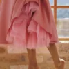 Mademoiselle Raspberry Satin Tulle Midi Dress Mademoiselle Raspberry Satin Tulle Midi Dress