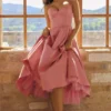 Mademoiselle Raspberry Satin Tulle Midi Dress Mademoiselle Raspberry Satin Tulle Midi Dress