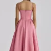 Mademoiselle Raspberry Satin Tulle Midi Dress Mademoiselle Raspberry Satin Tulle Midi Dress