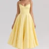 Mademoiselle Sunshine Yellow Satin Tulle Midi Dress Mademoiselle Sunshine Yellow Satin Tulle Midi Dress