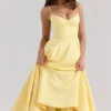 Mademoiselle Sunshine Yellow Satin Tulle Midi Dress Mademoiselle Sunshine Yellow Satin Tulle Midi Dress