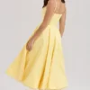 Mademoiselle Sunshine Yellow Satin Tulle Midi Dress Mademoiselle Sunshine Yellow Satin Tulle Midi Dress