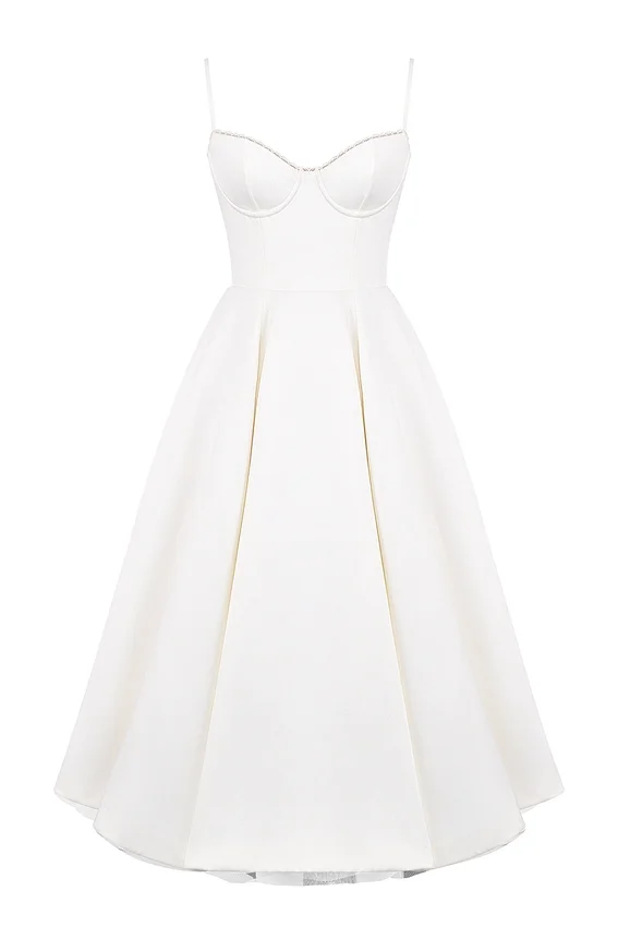 Mademoiselle White Tulle Midi Dress Mademoiselle White Tulle Midi Dress