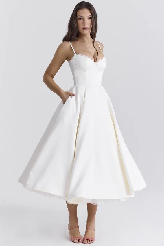 Mademoiselle White Tulle Midi Dress Mademoiselle White Tulle Midi Dress