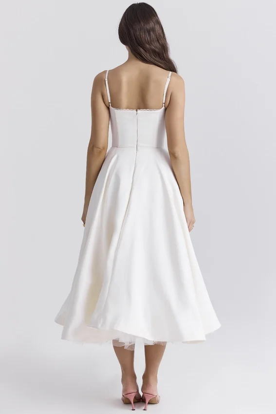 Mademoiselle White Tulle Midi Dress Mademoiselle White Tulle Midi Dress