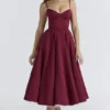 Mademoiselle Wine Satin Tulle Midi Dress Mademoiselle Wine Satin Tulle Midi Dress