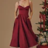 Mademoiselle Wine Satin Tulle Midi Dress Mademoiselle Wine Satin Tulle Midi Dress