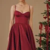Mademoiselle Wine Satin Tulle Midi Dress Mademoiselle Wine Satin Tulle Midi Dress
